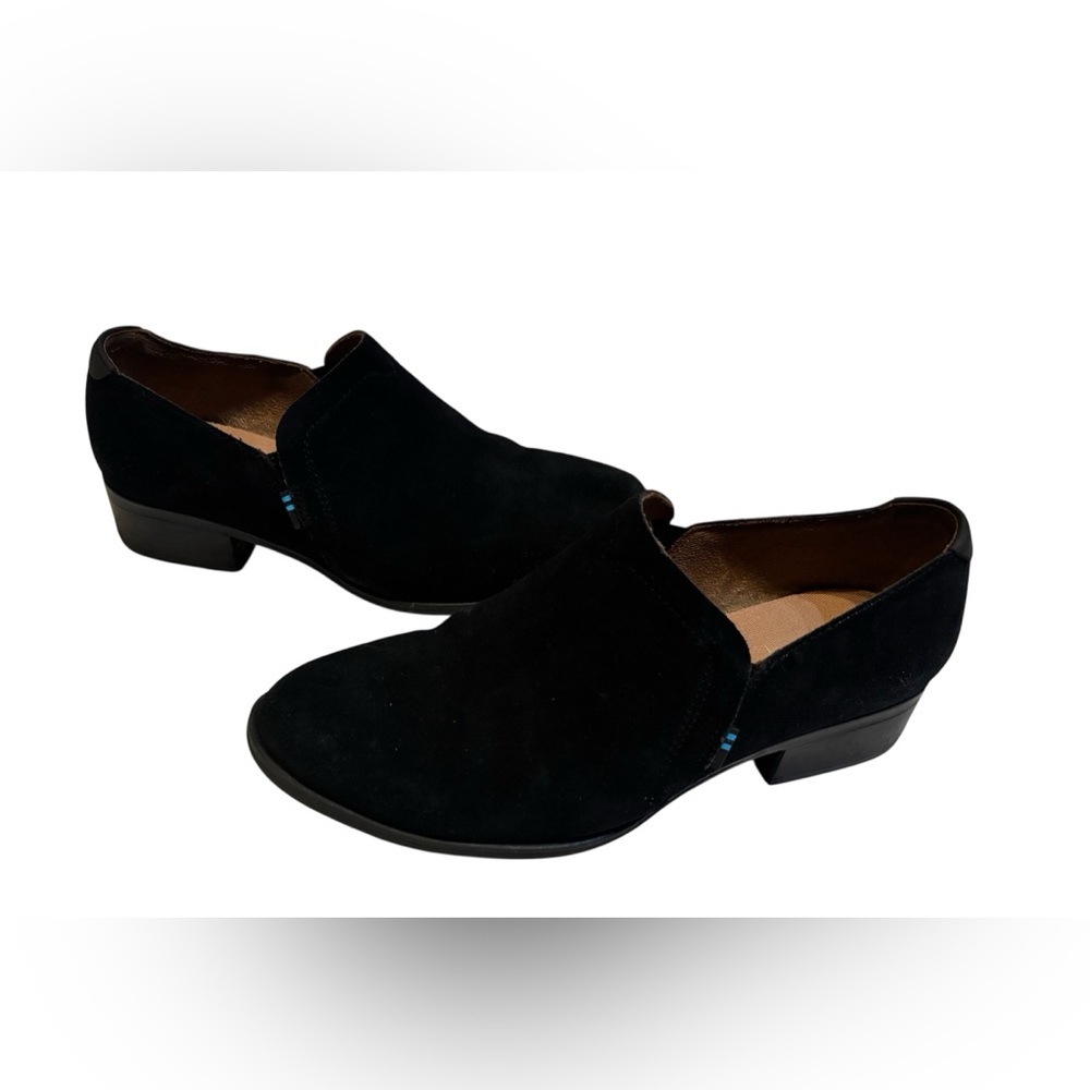 TOMS Black Suede Kelsey Wedge Ankle Booties - Size W7